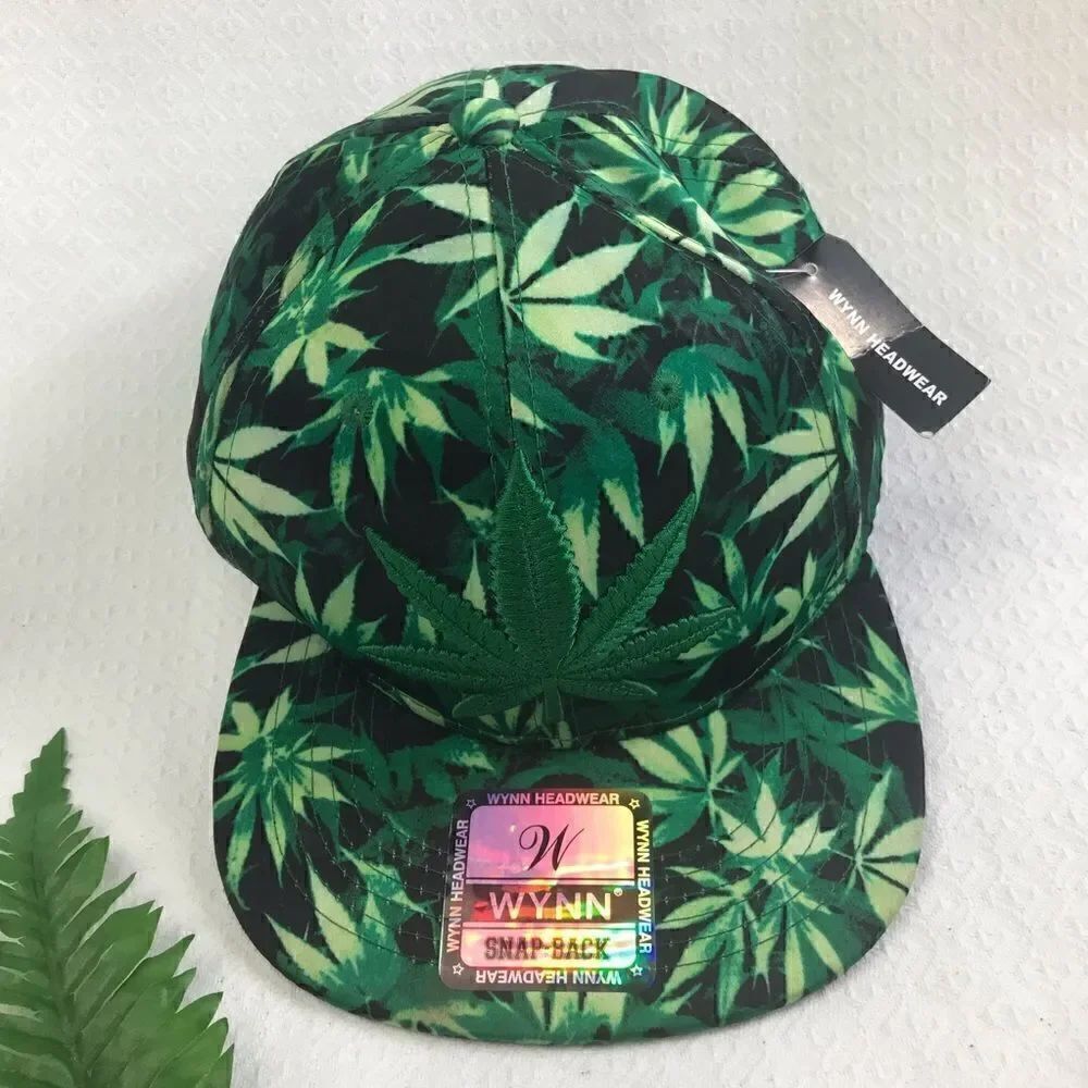 Wynn Headgear Green Print SnapBack Weed Hat NEW